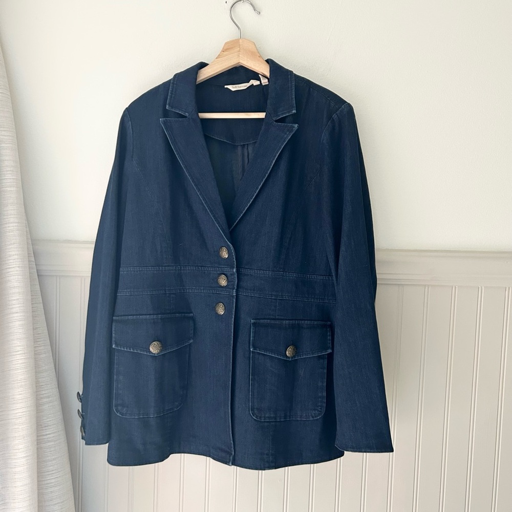 Soft Surroundings Medium Bari Denim 3 Button Jacket